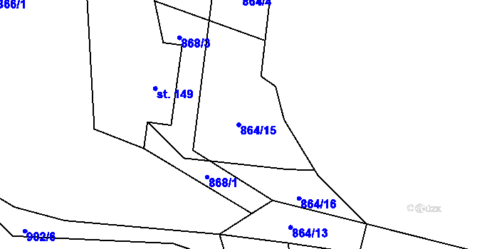 Parcela st. 864/15 v KÚ Ublo, Katastrální mapa