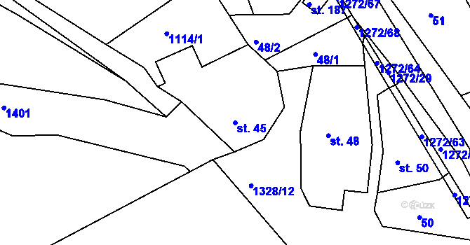 Parcela st. 45 v KÚ Ublo, Katastrální mapa