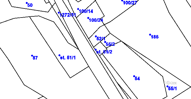 Parcela st. 51/2 v KÚ Ublo, Katastrální mapa