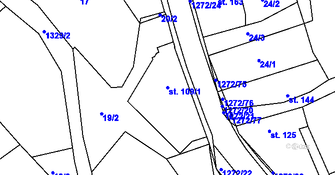 Parcela st. 109/1 v KÚ Ublo, Katastrální mapa