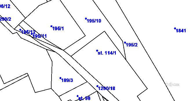 Parcela st. 114/1 v KÚ Ublo, Katastrální mapa