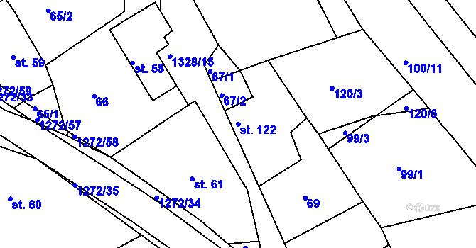 Parcela st. 122 v KÚ Ublo, Katastrální mapa