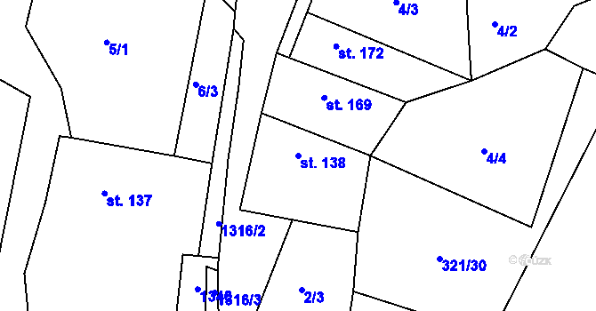 Parcela st. 138 v KÚ Ublo, Katastrální mapa