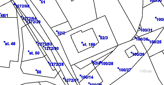 Parcela st. 186 v KÚ Ublo, Katastrální mapa