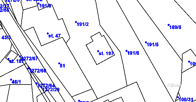 Parcela st. 197 v KÚ Ublo, Katastrální mapa