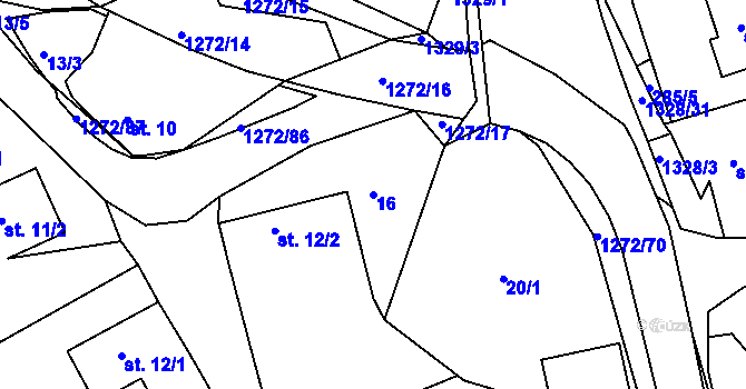 Parcela st. 16 v KÚ Ublo, Katastrální mapa