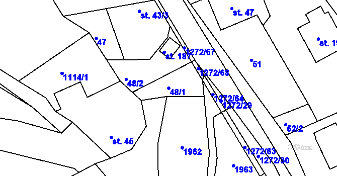Parcela st. 48/1 v KÚ Ublo, Katastrální mapa