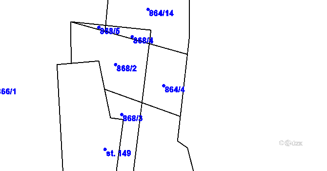 Parcela st. 864/4 v KÚ Ublo, Katastrální mapa