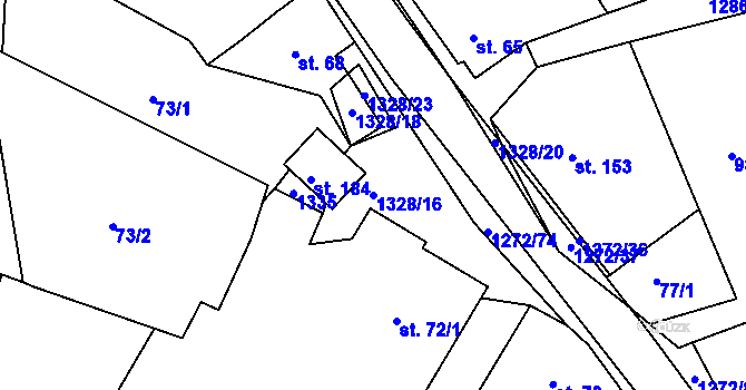 Parcela st. 1328/16 v KÚ Ublo, Katastrální mapa