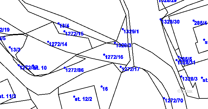 Parcela st. 1272/16 v KÚ Ublo, Katastrální mapa
