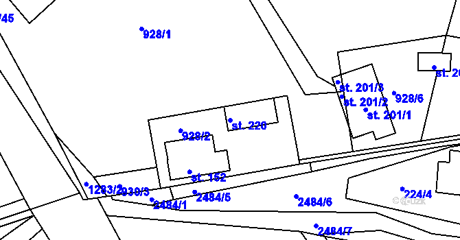 Parcela st. 220 v KÚ Ublo, Katastrální mapa
