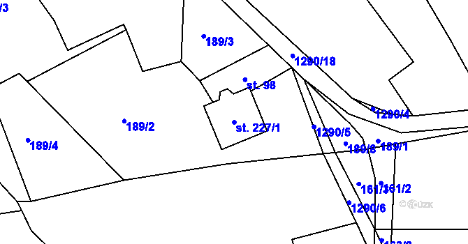 Parcela st. 227/1 v KÚ Ublo, Katastrální mapa