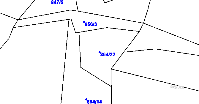 Parcela st. 864/22 v KÚ Ublo, Katastrální mapa