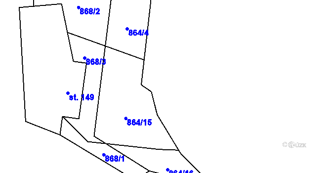 Parcela st. 864/25 v KÚ Ublo, Katastrální mapa