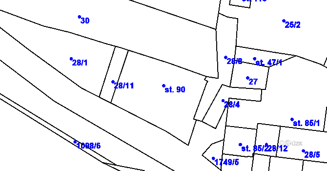 Parcela st. 90 v KÚ Úboč, Katastrální mapa