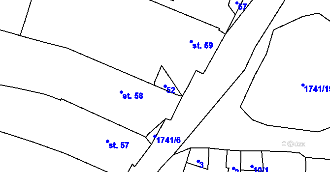 Parcela st. 52 v KÚ Úboč, Katastrální mapa