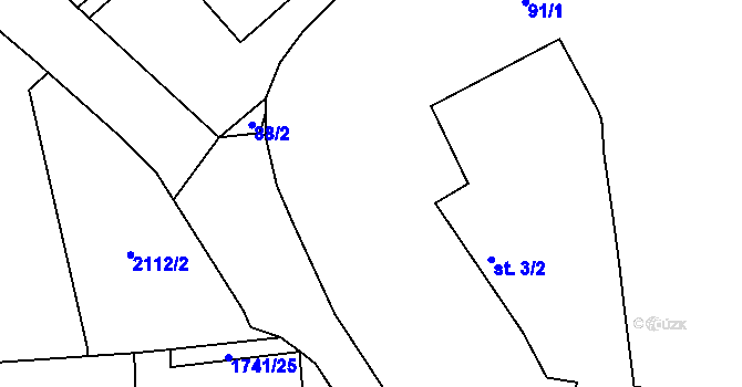 Parcela st. 91/2 v KÚ Úboč, Katastrální mapa