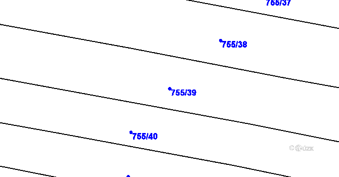 Parcela st. 755/39 v KÚ Úboč, Katastrální mapa