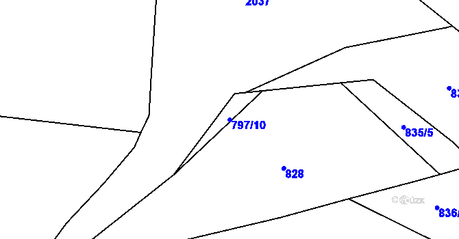 Parcela st. 797/10 v KÚ Úboč, Katastrální mapa