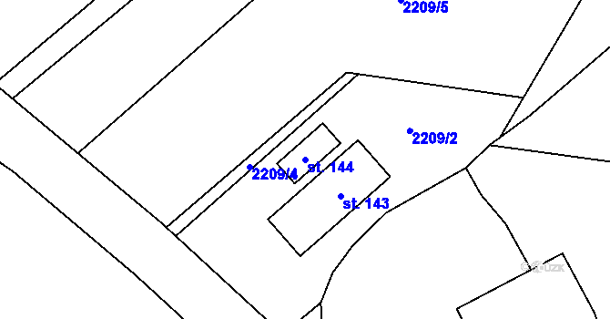 Parcela st. 144 v KÚ Úboč, Katastrální mapa