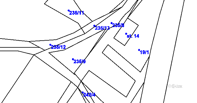 Parcela st. 235/19 v KÚ Úlíkov, Katastrální mapa
