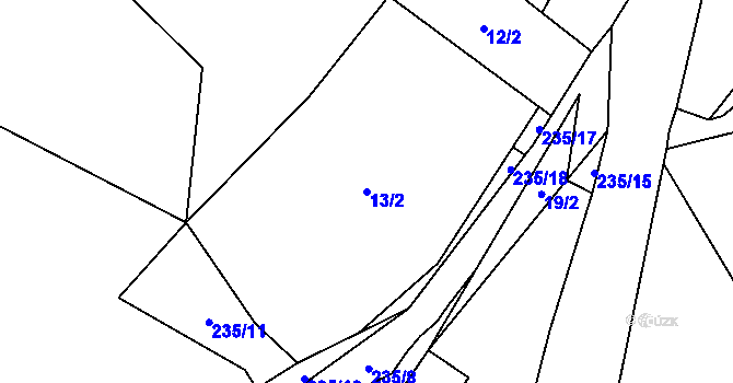 Parcela st. 13/2 v KÚ Úlíkov, Katastrální mapa