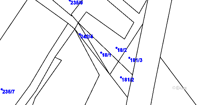 Parcela st. 18/1 v KÚ Úlíkov, Katastrální mapa