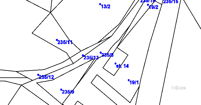Parcela st. 235/8 v KÚ Úlíkov, Katastrální mapa