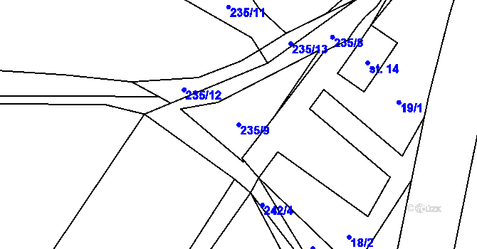 Parcela st. 235/9 v KÚ Úlíkov, Katastrální mapa