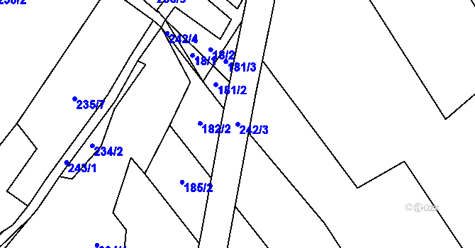 Parcela st. 242/3 v KÚ Úlíkov, Katastrální mapa