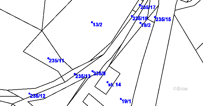 Parcela st. 13/3 v KÚ Úlíkov, Katastrální mapa