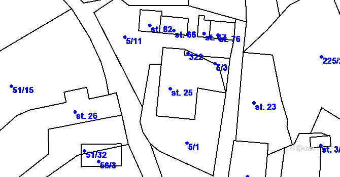 Parcela st. 25 v KÚ Stružinec, Katastrální mapa