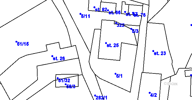 Parcela st. 5/5 v KÚ Stružinec, Katastrální mapa