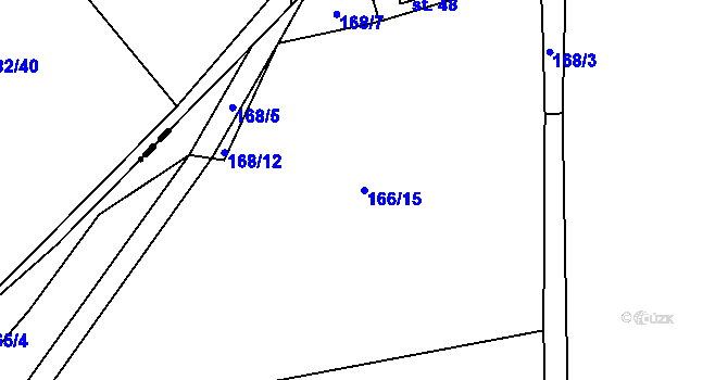 Parcela st. 166/15 v KÚ Stružinec, Katastrální mapa