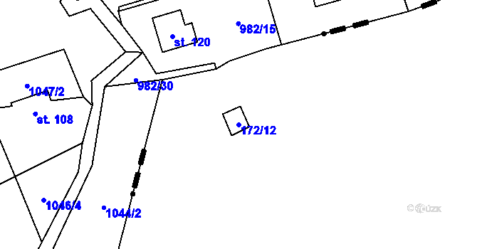 Parcela st. 172/12 v KÚ Stružinec, Katastrální mapa