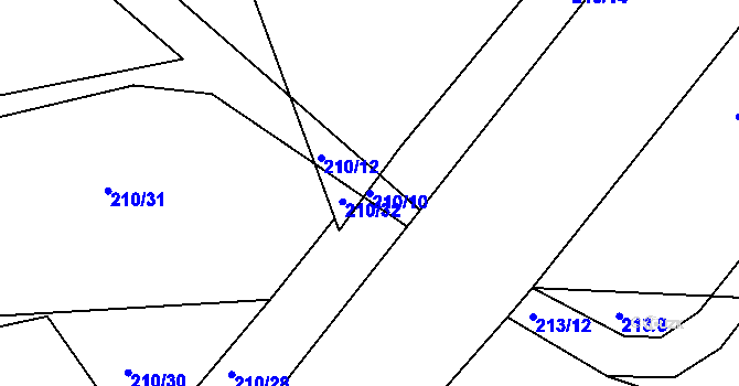Parcela st. 210/10 v KÚ Stružinec, Katastrální mapa