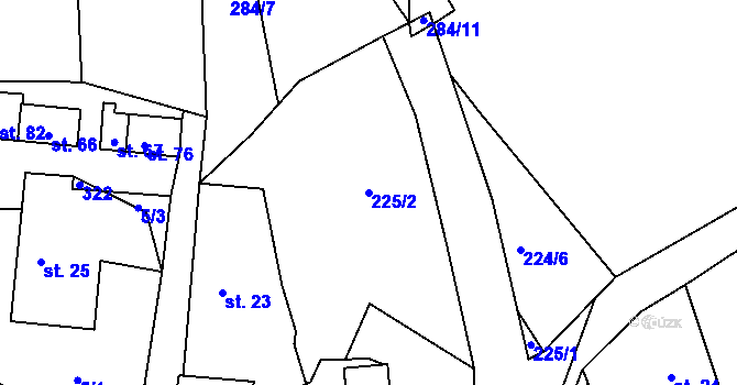 Parcela st. 225/2 v KÚ Stružinec, Katastrální mapa