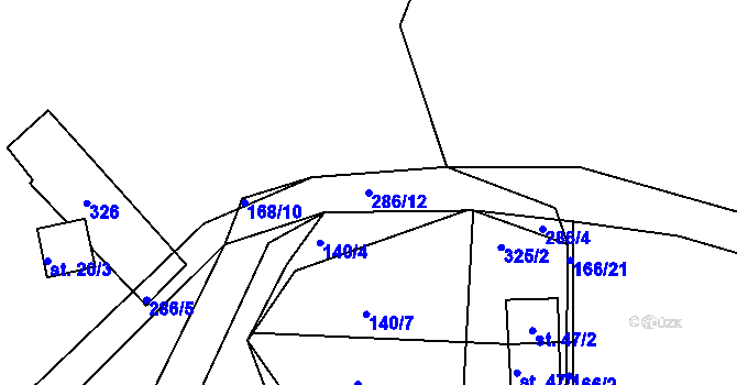 Parcela st. 286/12 v KÚ Stružinec, Katastrální mapa