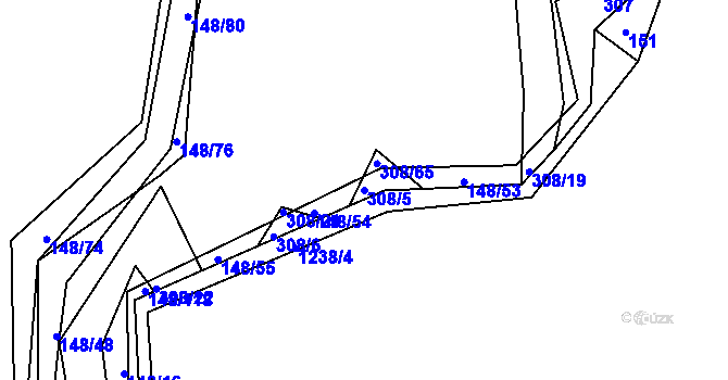 Parcela st. 308/5 v KÚ Stružinec, Katastrální mapa