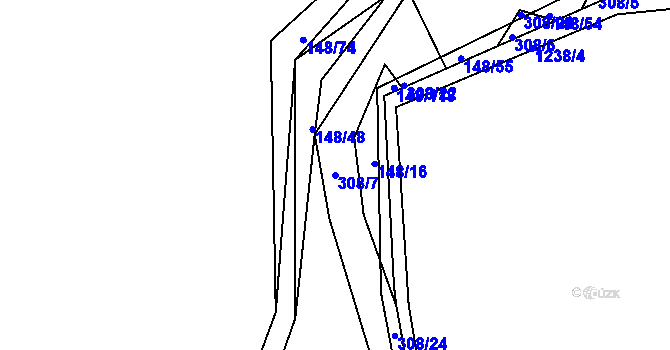 Parcela st. 308/7 v KÚ Stružinec, Katastrální mapa