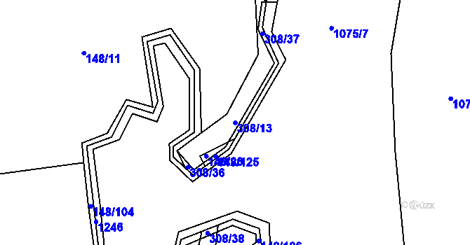 Parcela st. 308/13 v KÚ Stružinec, Katastrální mapa