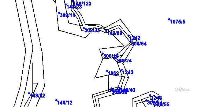 Parcela st. 308/18 v KÚ Stružinec, Katastrální mapa