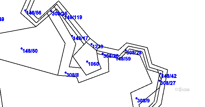 Parcela st. 308/26 v KÚ Stružinec, Katastrální mapa