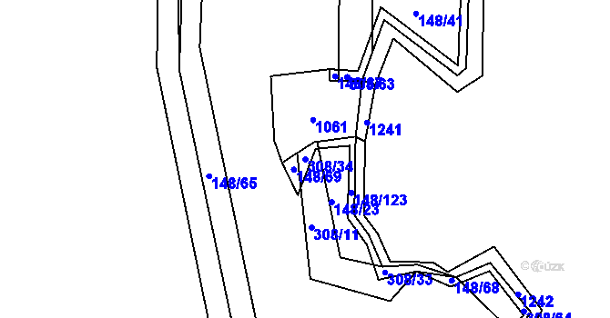 Parcela st. 308/34 v KÚ Stružinec, Katastrální mapa