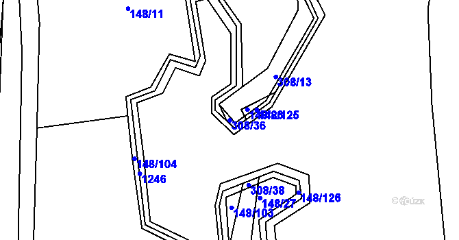 Parcela st. 308/36 v KÚ Stružinec, Katastrální mapa