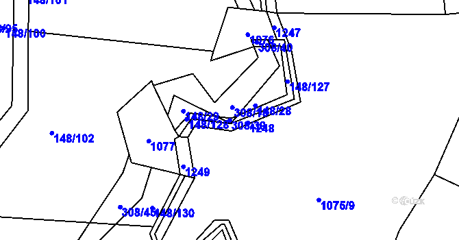 Parcela st. 308/39 v KÚ Stružinec, Katastrální mapa