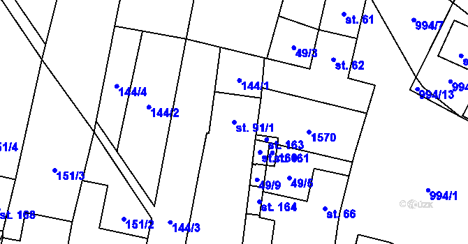 Parcela st. 91/1 v KÚ Nezabylice, Katastrální mapa