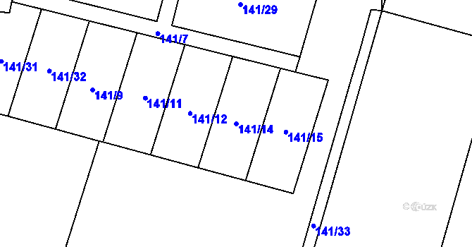Parcela st. 141/14 v KÚ Nezabylice, Katastrální mapa