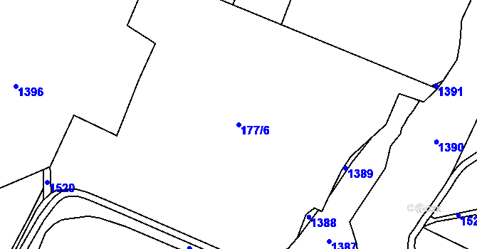 Parcela st. 177/6 v KÚ Nezabylice, Katastrální mapa
