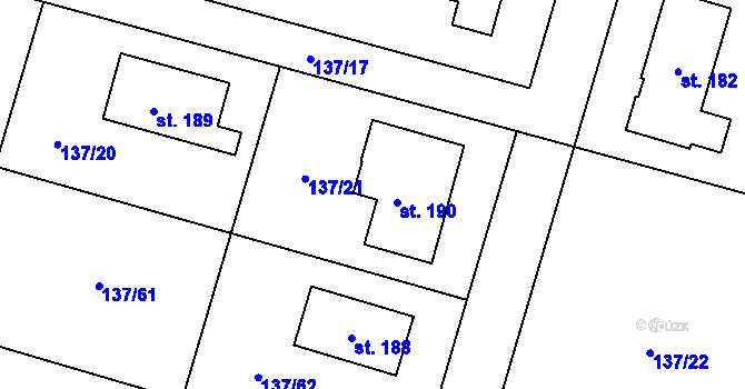 Parcela st. 137/21 v KÚ Nezabylice, Katastrální mapa